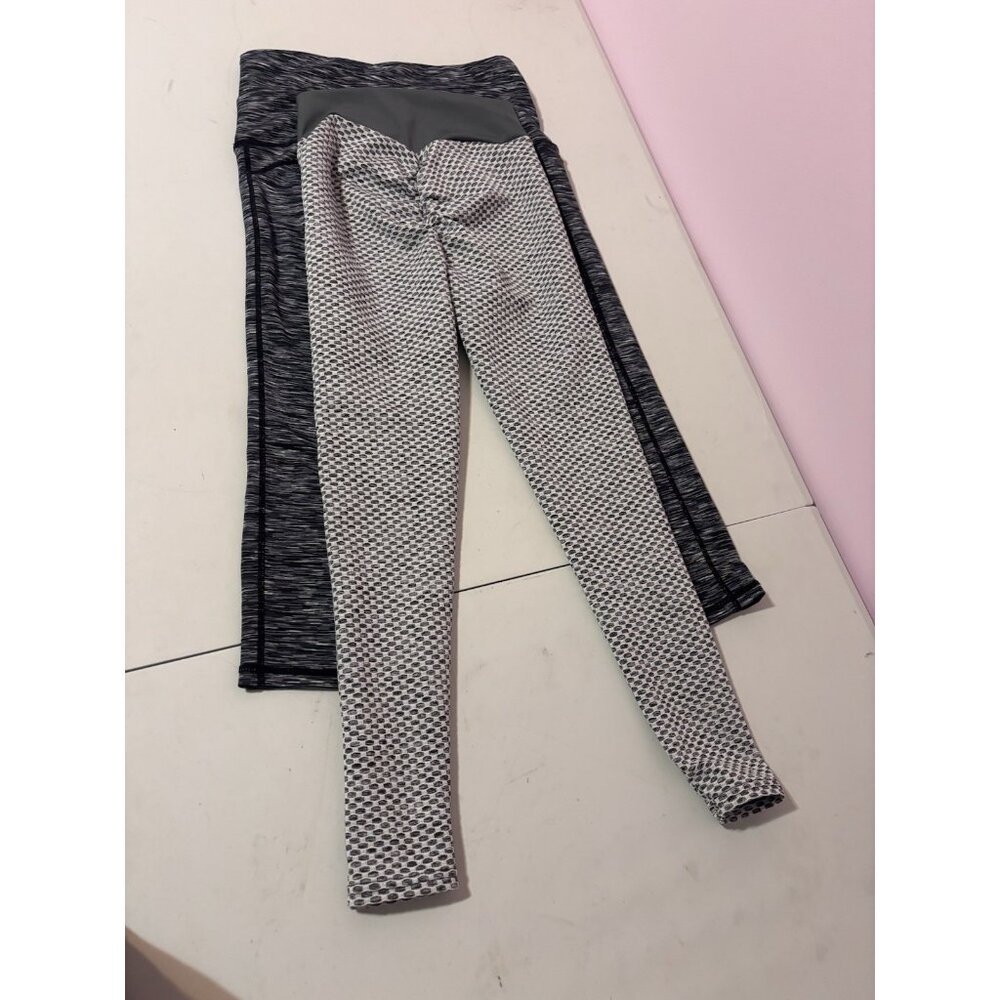 Two-Pair Womens High-Waist Leggings Set With Ruched & Printed Styles In Black &